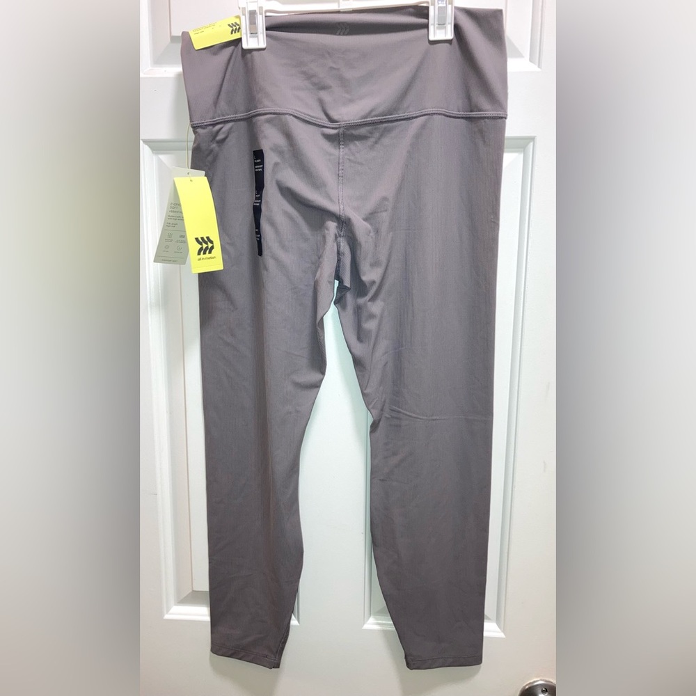 All in Motion Women's Everyday Soft High-Rise Ribbed 7/8 Leggings - Gray Size L - Picture 4 of 5
